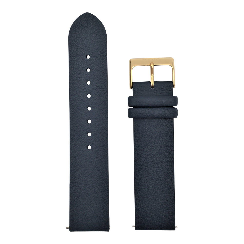 Arvo Marino Blue Genuine Leather Watch Band with Gold Buckle
