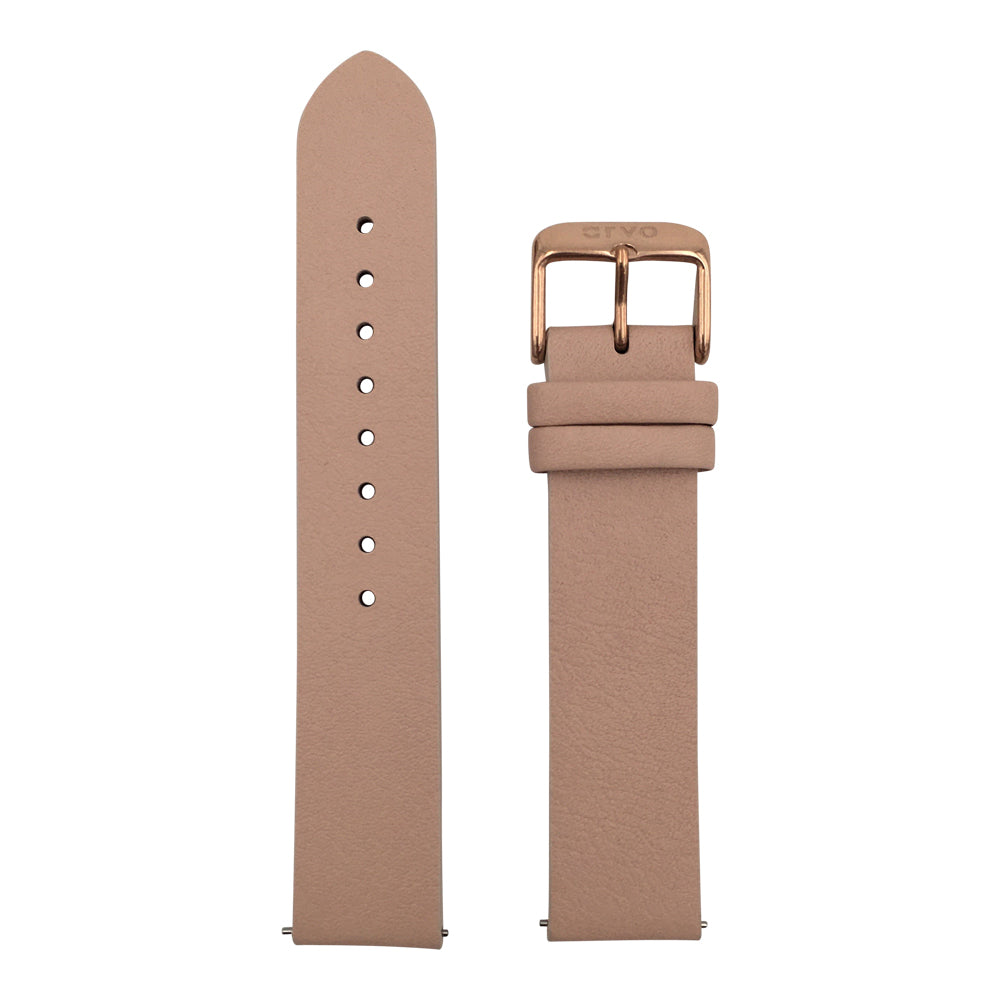 Arvo Nude Genuine Leather Watch Band with Rose Gold Buckle