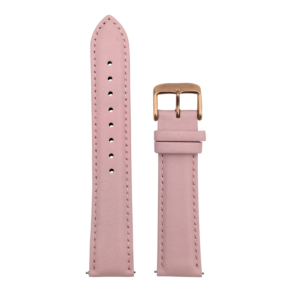 Arvo Pink Stitched Leather Watch Band with a rose gold buckle
