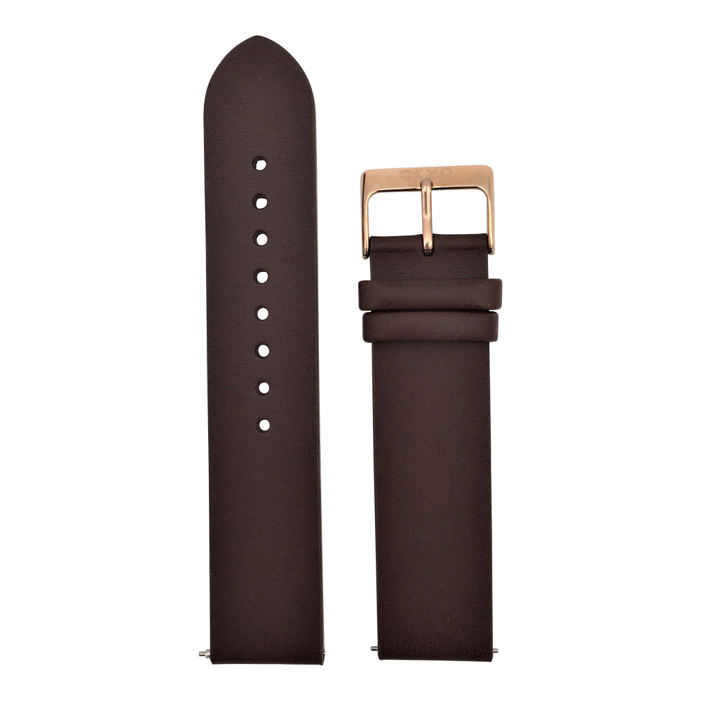 Arvo Saddle Brown Genuine Leather Band with Rose Gold Buckle