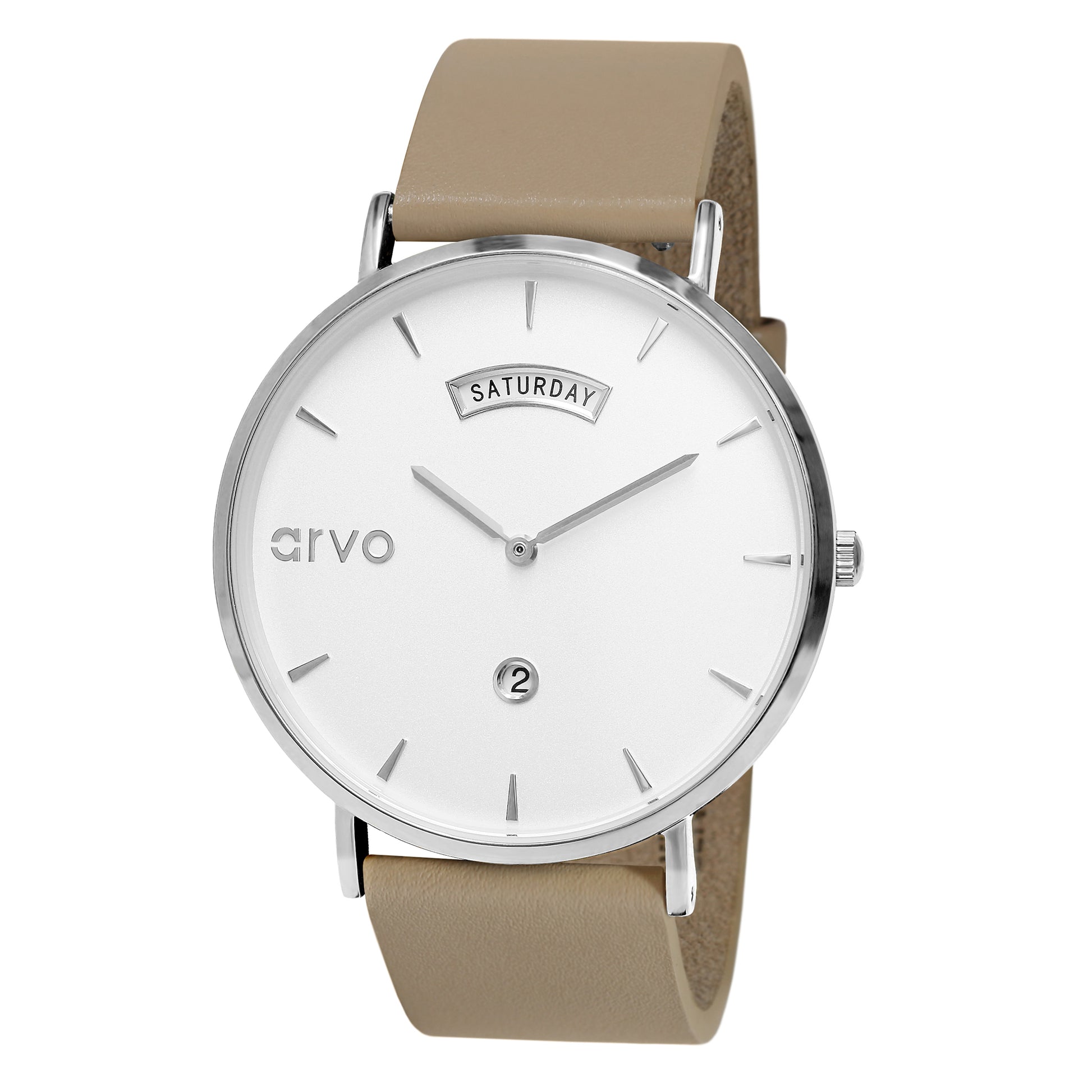 Arvo Awristacrat Silver minimalist watches for women with nude watch band