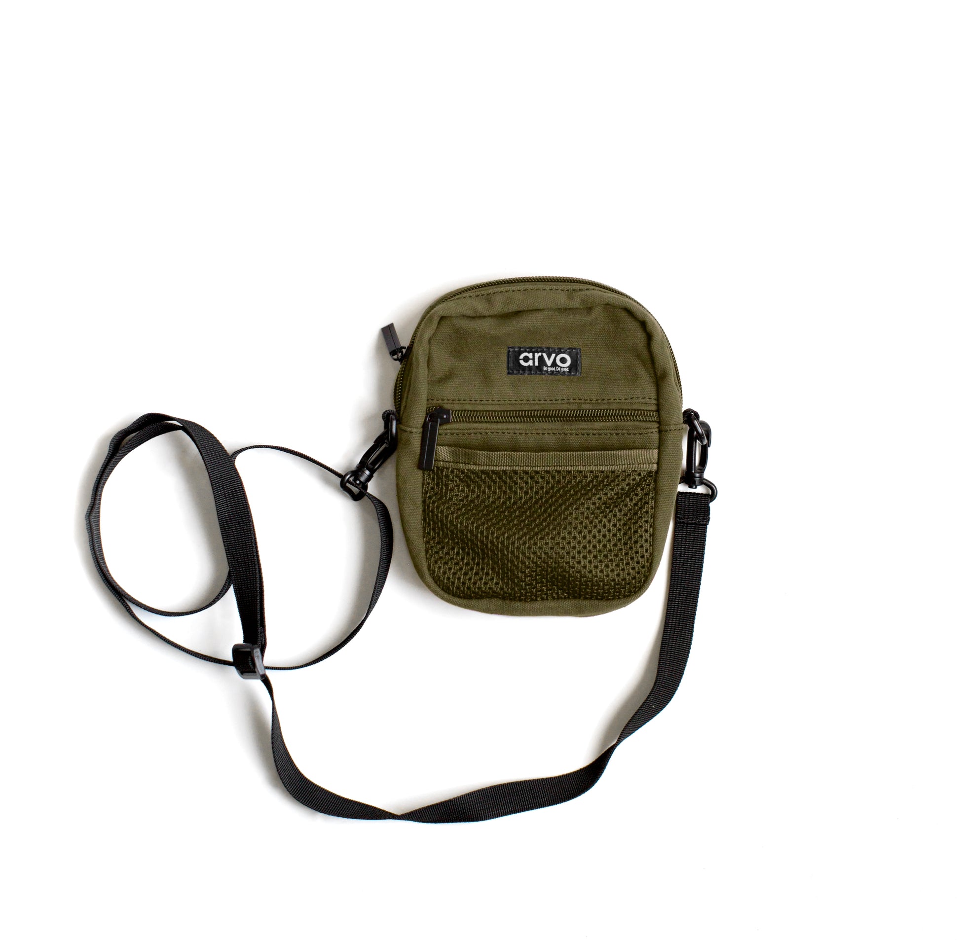 willow green Arvo Fanny canvas crossbody bag
