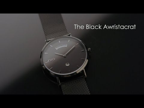 Arvo Black Awristacrat Watch - Mahogany Leather 40mm Mahogany Leather